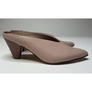 Naked Feet Tutti Mules Fake Pink Leather Pointed Toe Heeled Slip On Women's 9M
